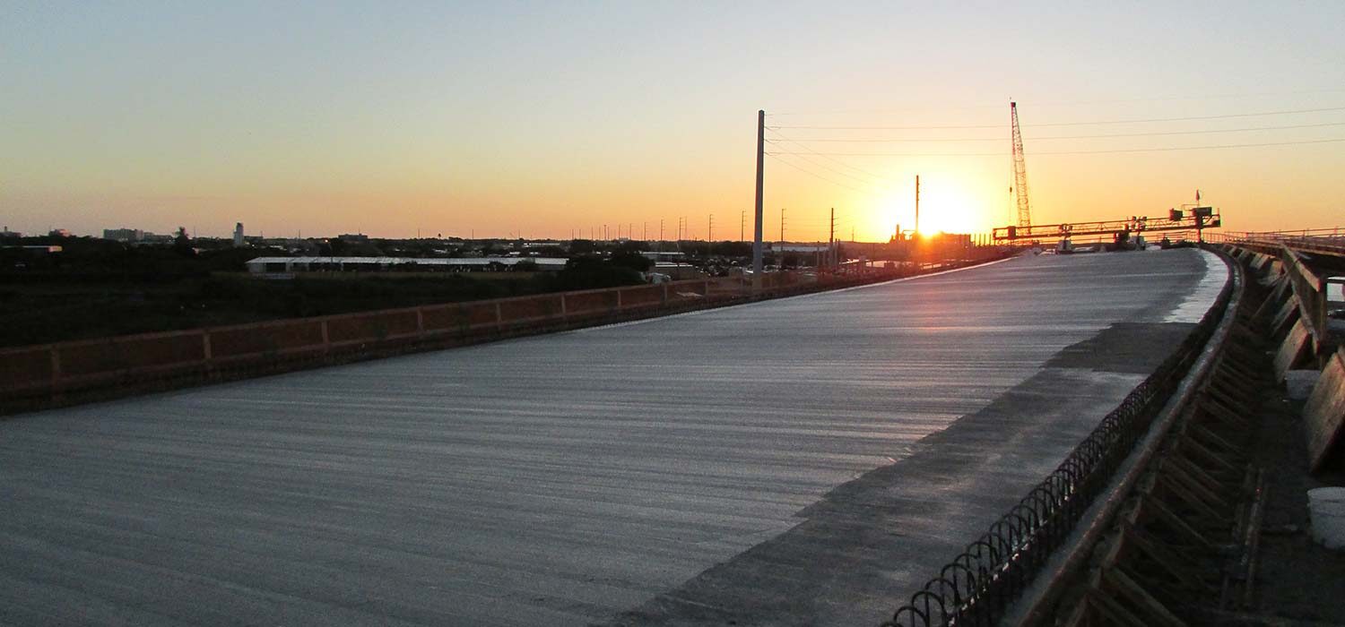 paved concrete at sunset for Gateway Expressway construction project