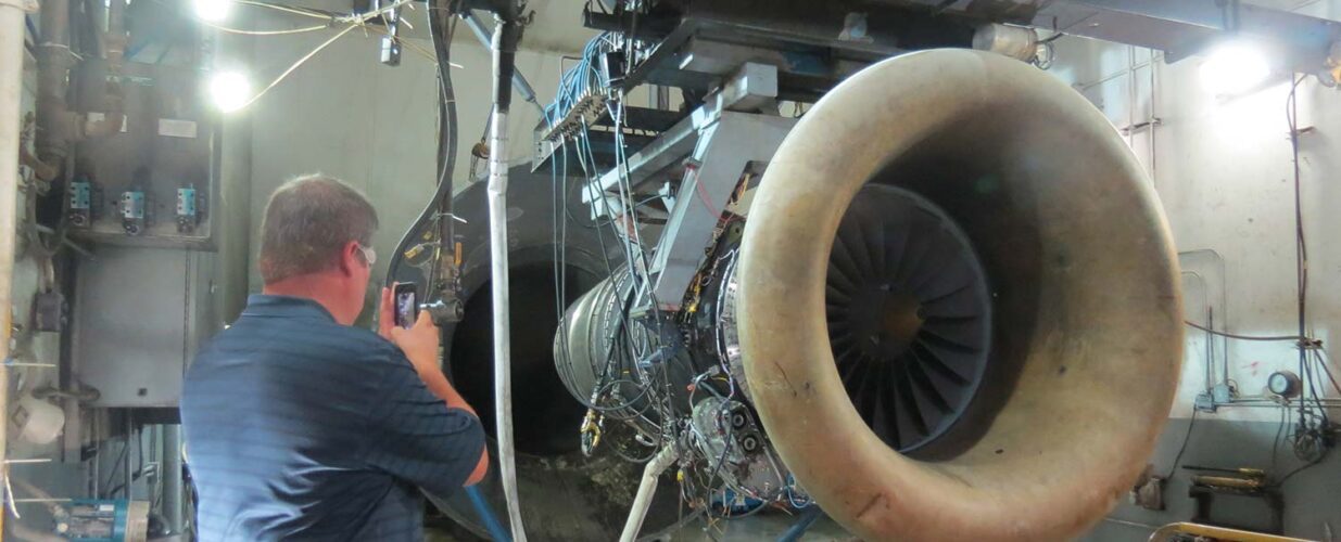 closeup of jet engine at Dallas AirMotive