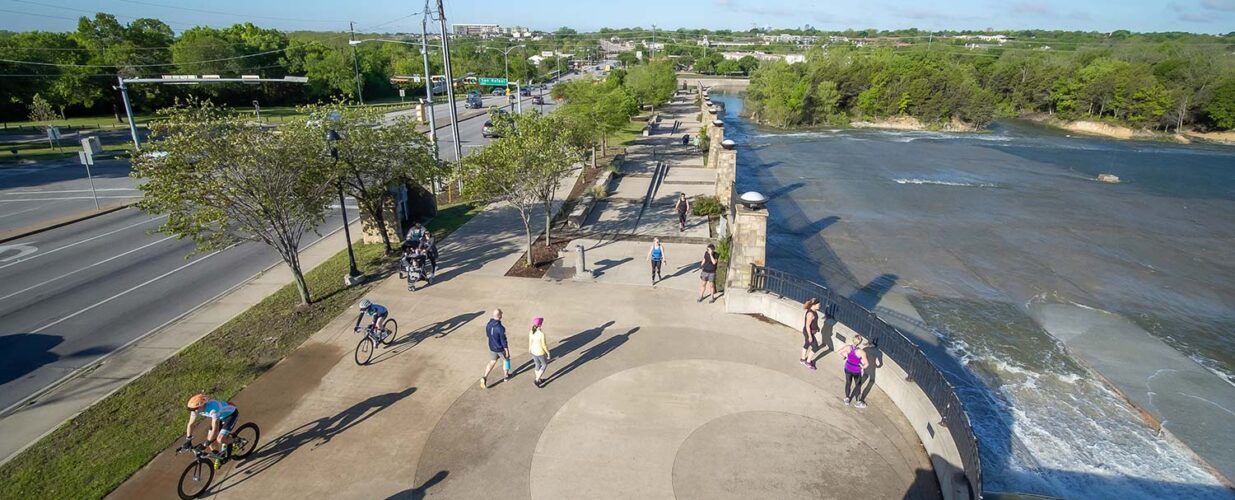 White Rock Lake roundabout trail aerial view