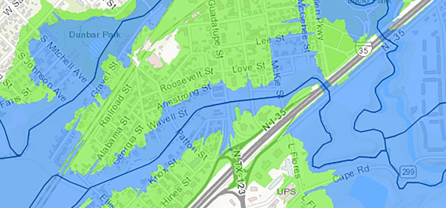 flood inundation map of Hays County