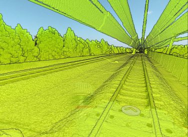 DART geospatial lidar rendering of train track