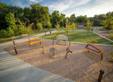playground and outdoor feature at Railyard Park