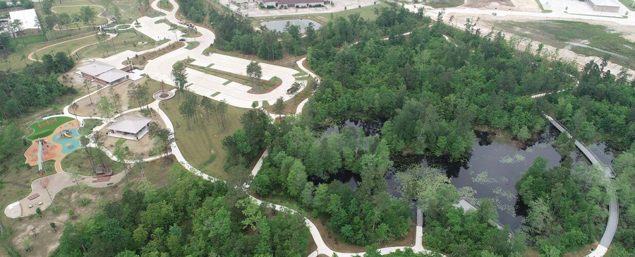 aerial view of Atascocita Park and trail