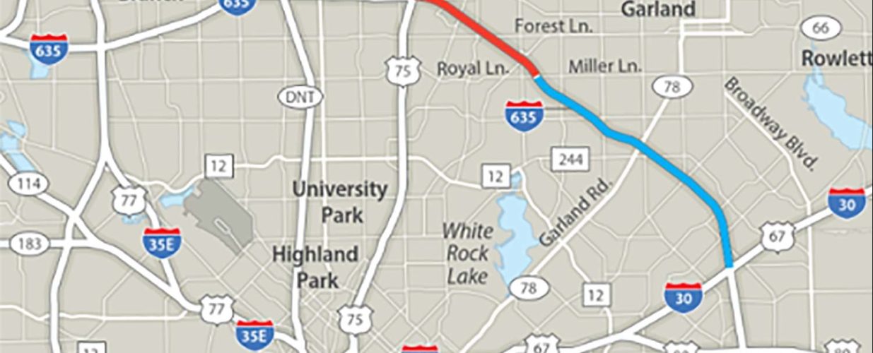 map of IH-635 sections