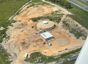 Gibson Place wastewater treatment plant aerial view