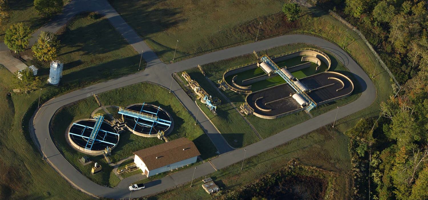Camp Robinson wastewater treatment plant aerial view