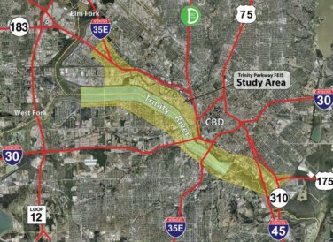 map of Trinity Parkway FEIS Study Area