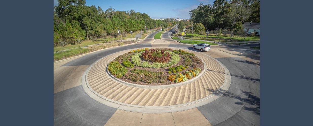 Roundabout with foliage at FAMU Way