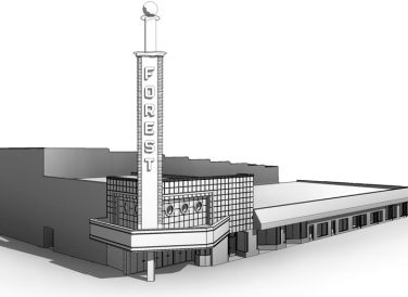 Forest Theater digital drawing of theater exterior