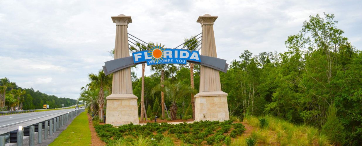 Florida welcomes you stateline welcome sign