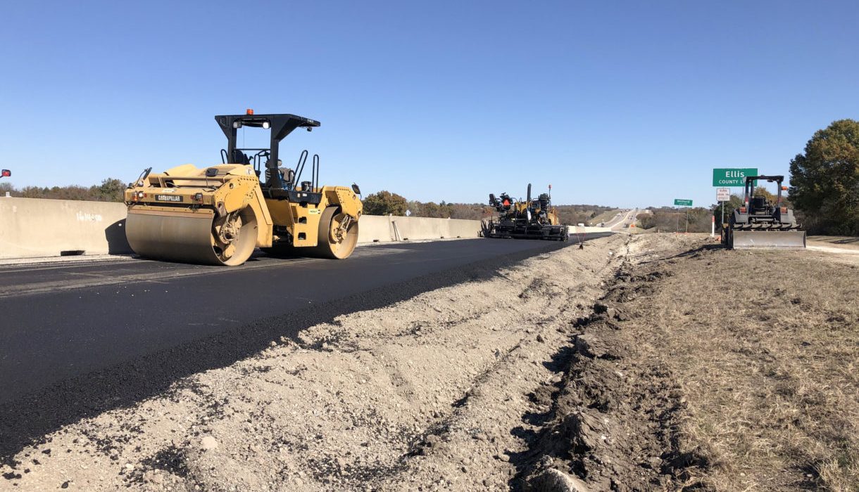 road paving for IH 35E widening project