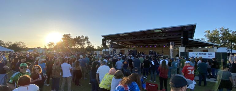 Community at outdoor concert at Lakeline Park in Cedar Park, Texas