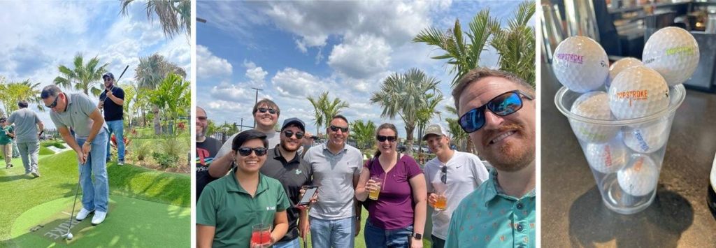 Halff's Tampa Land Development team going golfing at Popstroke course