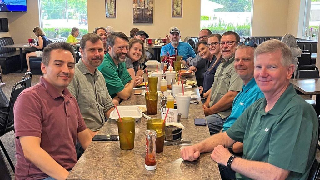 Halff Tavares employees eating out for National CADD Tech Day