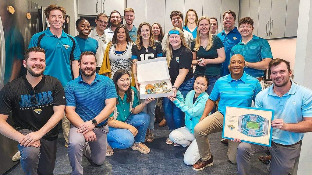 Halff Jacksonville team dressed in teal for "teal out" day