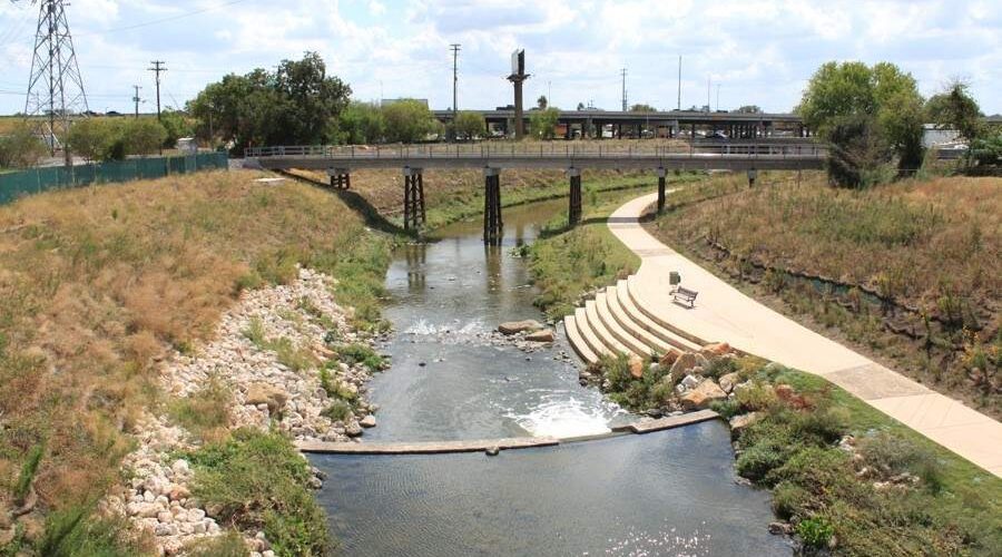 river and bridge along Mission Reach Urban Ecosystem
