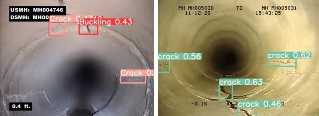 Halff's Fort Worth storm drain rehabilitation project detecting cracks and buckling using AI and machine learning technology for AEC