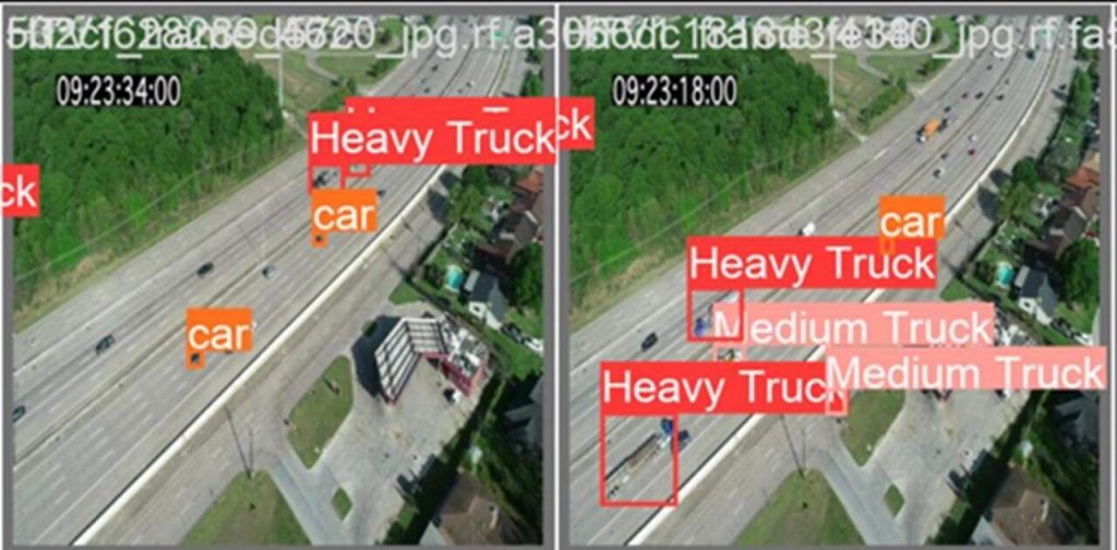 City of Houston vehicle class detection map of heavy trucks and cars using AI and machine learning 