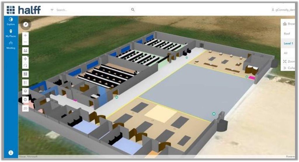 Visualization graphic example of indoor mapping for a school (Halff)
