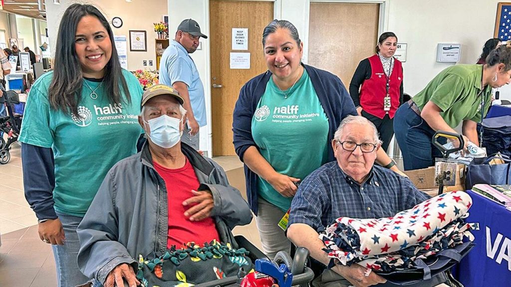 McAllen Halff employees delivering blankets to veterans VA