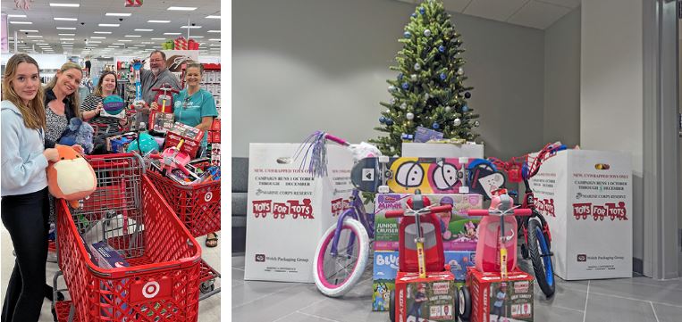 Tallahassee Halff office collage of Toys for Tots participation
