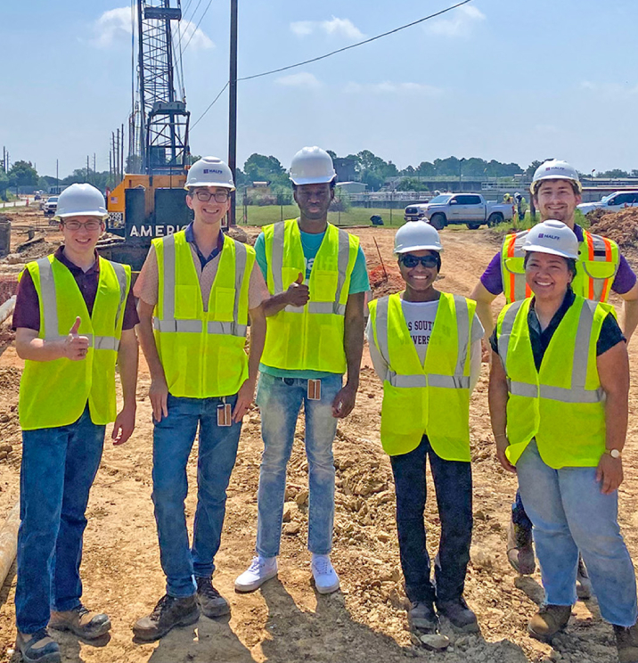 Houston summer interns at Halff going on a transportation project site visit at Holderrieth Road