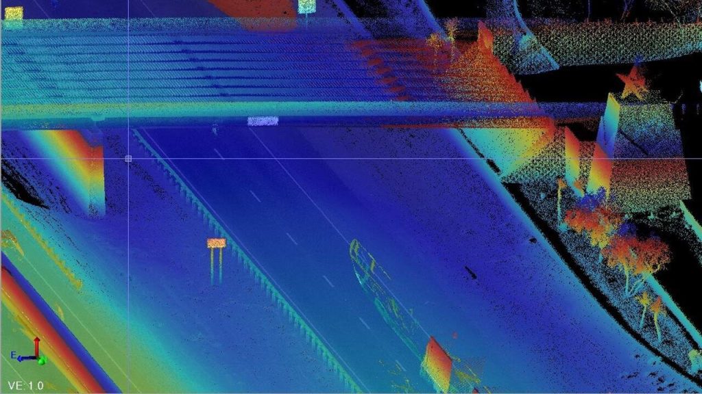 overlapping data for IH-10 bridge using point cloud modeling