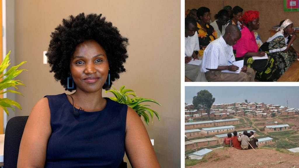 Collage of Annie Umuhoza and her story from Rwanda to the U.S.