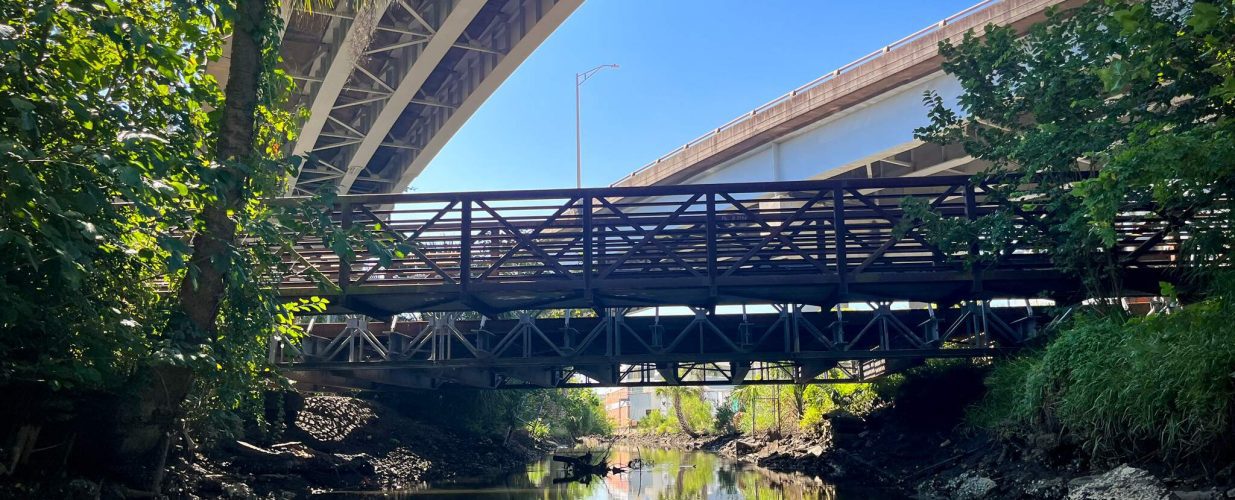Hogans Creek under a bridge in Jacksonville